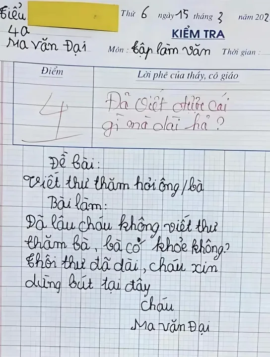 Nhóc tỳ tiểu học viết thư thăm hỏi "lạ lắm" khiến giáo viên và phụ huynh cười
